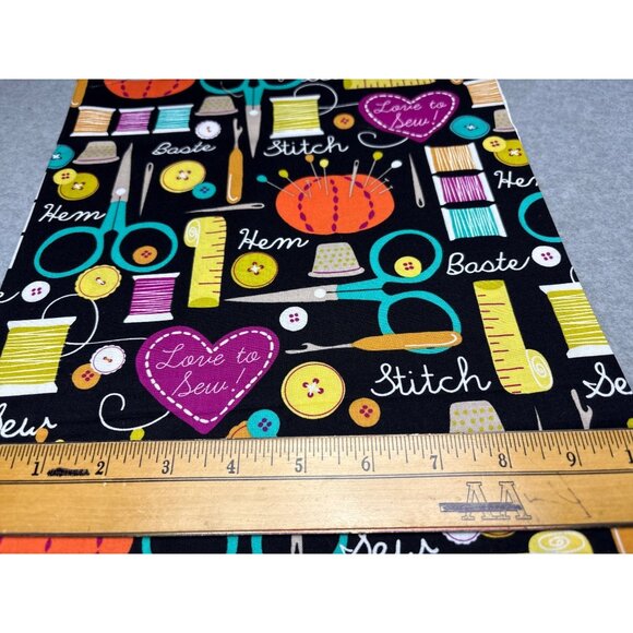 Michael Miller "Love To Sew" Cotton Fabric 20"x44" Sewing Theme - Picture 3 of 10